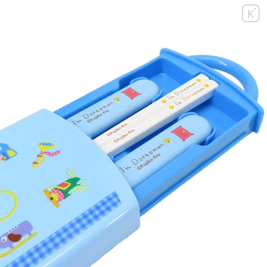 Japan Doraemon Bento Lunch Cutlery Set Spoon Fork Chopstick - Doraemon : Gadgets Blue - 2