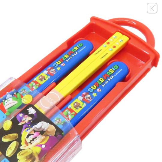 Japan Super Mario Bento Lunch Cutlery Set Spoon Fork Chopstick - Super Mario Brothers Red Blue Yellow - 2