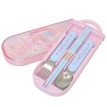 Japan Sanrio Bento Lunch Cutlery Set Spoon Fork Chopstick - Little Twin Stars : Pink Blue - 2