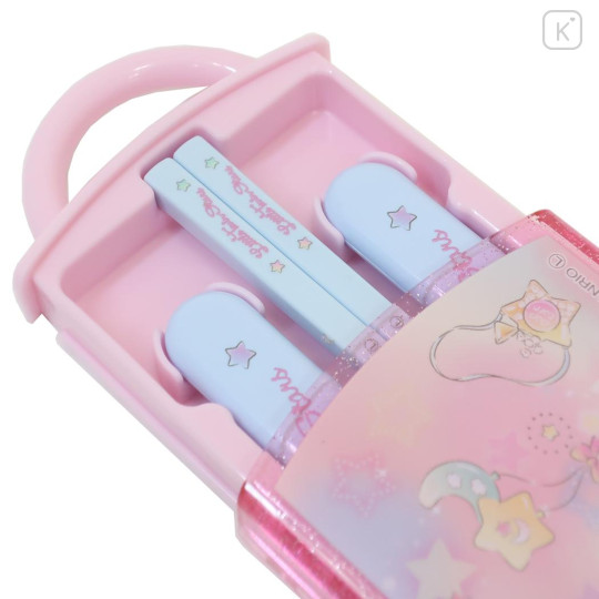 Japan Sanrio Bento Lunch Cutlery Set Spoon Fork Chopstick - Little Twin Stars : Pink Blue - 3