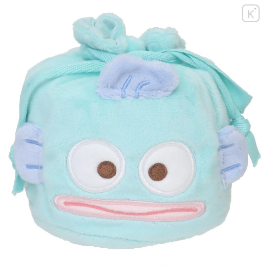 Japan Sanrio Face Drawstring Bag - Hangyodon - 1