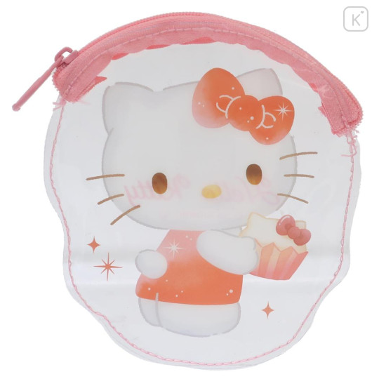 Japan Sanrio Clear Flat Mini Pouch - Hello Kitty : Dessert Cupcake - 1