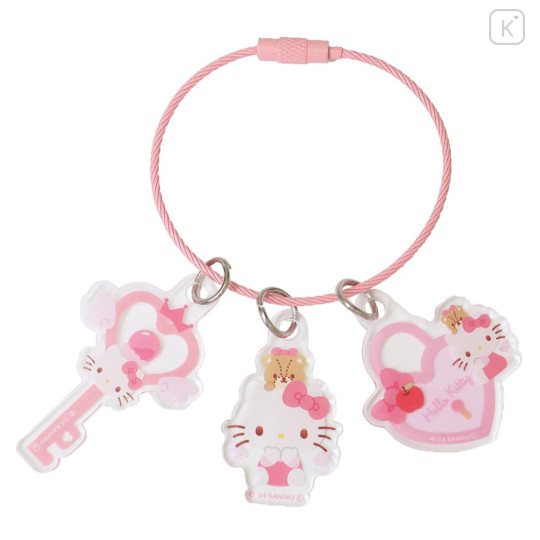 Japan Sanrio Wire Key Ring Charm Keychain - Hello Kitty : Love Lock - 1