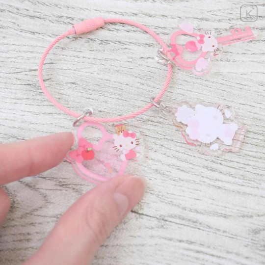 Japan Sanrio Wire Key Ring Charm Keychain - Hello Kitty : Love Lock - 2