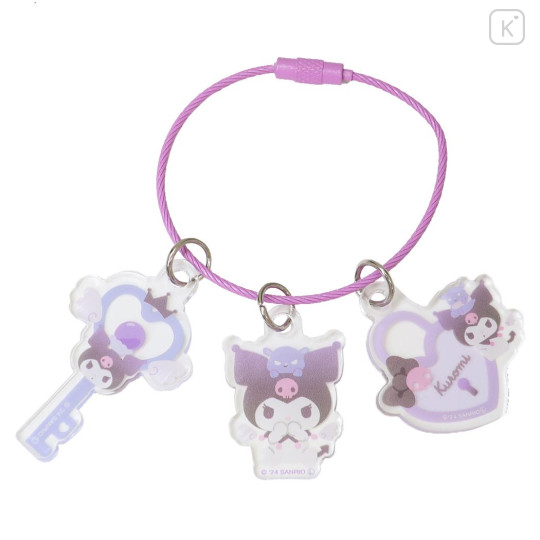 Japan Sanrio Wire Key Ring Charm Keychain - Kuromi : Love Lock - 1