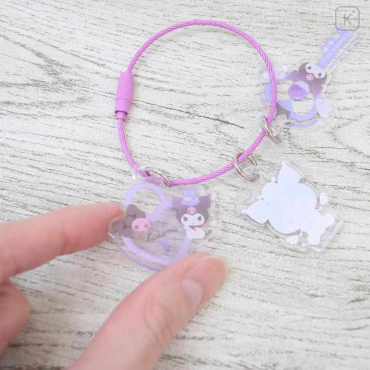 Japan Sanrio Wire Key Ring Charm Keychain - Kuromi : Love Lock - 2