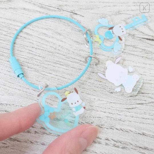Japan Sanrio Wire Key Ring Charm Keychain - Pochacco : Love Lock - 2