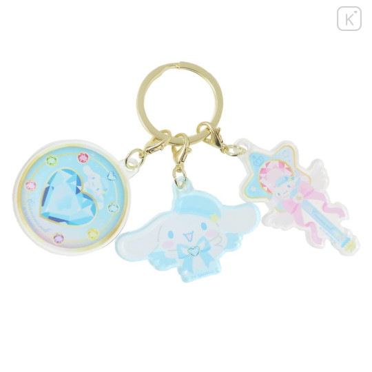 Japan Sanrio Acrylic Keychain 3 Charm - Cinnamoroll : Magical Jewelry Heart Angel - 1