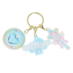 Japan Sanrio Acrylic Keychain 3 Charm - Cinnamoroll : Magical Jewelry Heart Angel