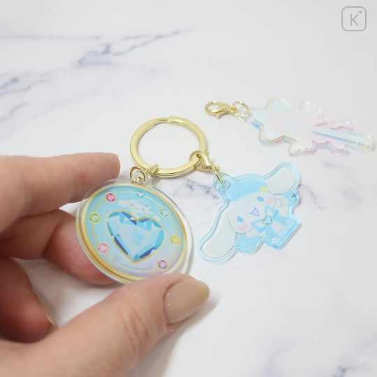 Japan Sanrio Acrylic Keychain 3 Charm - Cinnamoroll : Magical Jewelry Heart Angel - 2