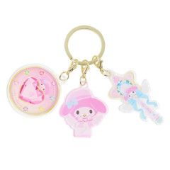 Japan Sanrio Acrylic Keychain 3 Charm - My Melody : Magical Jewelry Heart Angel