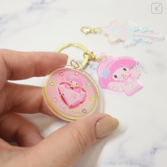 Japan Sanrio Acrylic Keychain 3 Charm - My Melody : Magical Jewelry Heart Angel - 2