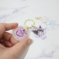 Japan Sanrio Acrylic Keychain 3 Charm - Kuromi : Magical Jewelry Heart Angel - 2