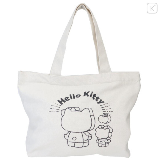 Japan Sanrio Mini Tote Bag - Hello Kitty & Tiny Chum : Block Drawing - 1