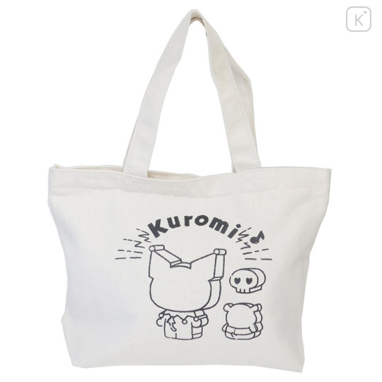 Japan Sanrio Mini Tote Bag - Kuromi Block Drawing - 1