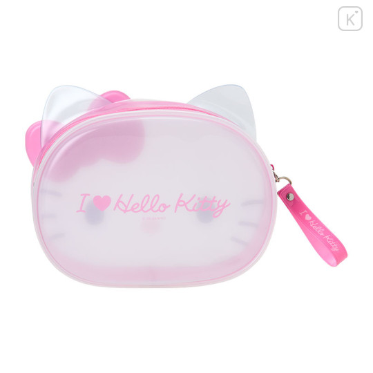 Japan Sanrio Original Clear Pouch - Hello Kitty : I Love Hello Kitty Pink - 2