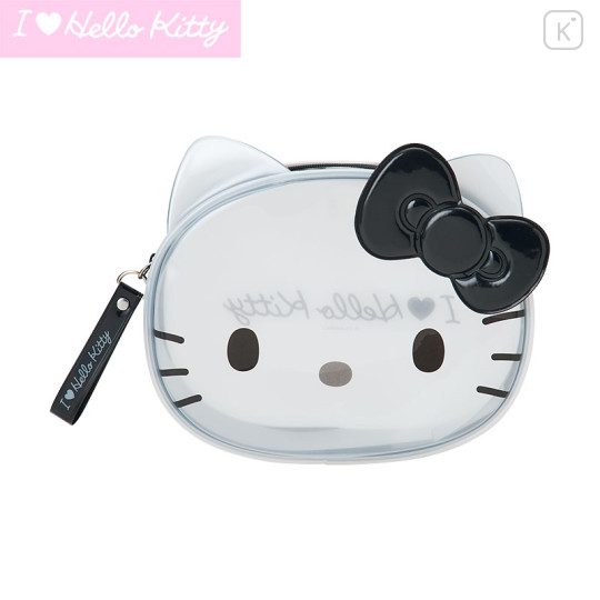 Japan Sanrio Original Clear Pouch - Hello Kitty : I Love Hello Kitty Black - 1
