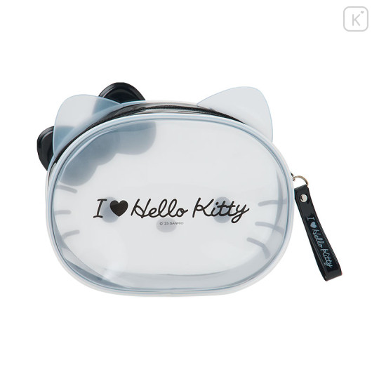 Japan Sanrio Original Clear Pouch - Hello Kitty : I Love Hello Kitty Black - 2
