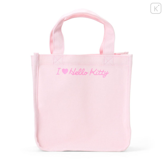 Japan Sanrio Original 2way Mini Tote Bag - Hello Kitty : I Love Hello Kitty Pink - 3