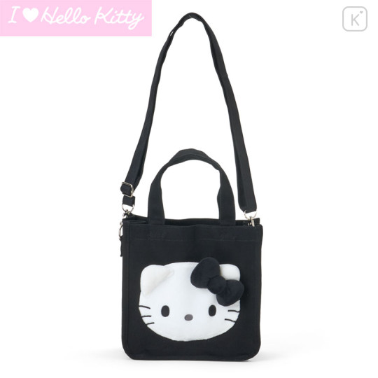 Japan Sanrio Original 2way Mini Tote Bag - Hello Kitty : I Love Hello Kitty Black - 1