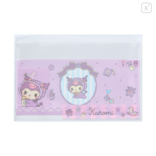 Japan Sanrio Clear Pass Case Card Sleeve Set - Kuromi : Face Lavender - 2