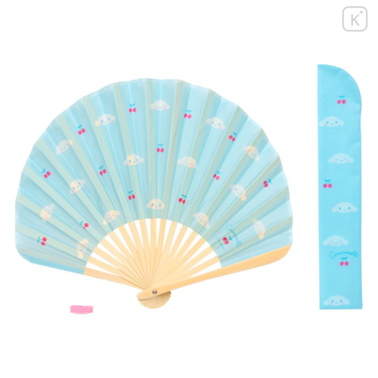 Japan Sanrio Original Bamboo Fan with Case - Cinnamoroll - 1