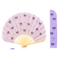 Japan Sanrio Original Bamboo Fan with Case - Kuromi - 1