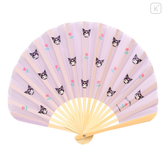 Japan Sanrio Original Bamboo Fan with Case - Kuromi - 2