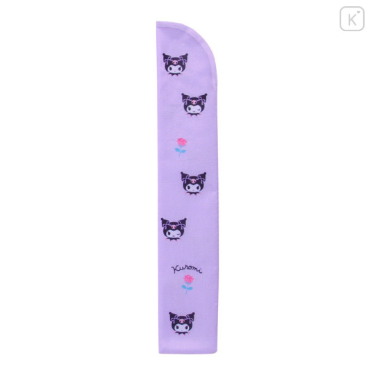 Japan Sanrio Original Bamboo Fan with Case - Kuromi - 3