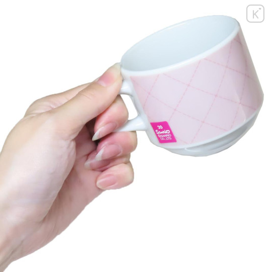 Japan Sanrio Stacking Mug - Hello Kitty : Face Quilt Pink - 2