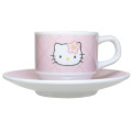 Japan Sanrio Stacking Mug & Plate Set - Hello Kitty : Face Quilt Pink - 1