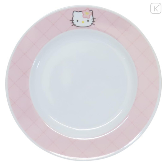Japan Sanrio Porcelain Plate - Hello Kitty : Face Quilt Pink - 1