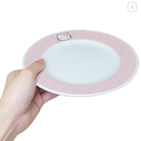 Japan Sanrio Porcelain Plate - Hello Kitty : Face Quilt Pink - 2