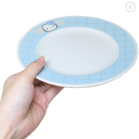 Japan Sanrio Porcelain Plate - Hello Kitty : Face Quilt Blue - 2