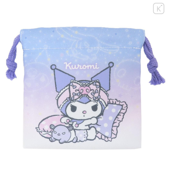 Japan Sanrio Mini Drawstring Pouch - Kuromi : Angels Relaxing Night Time - 1