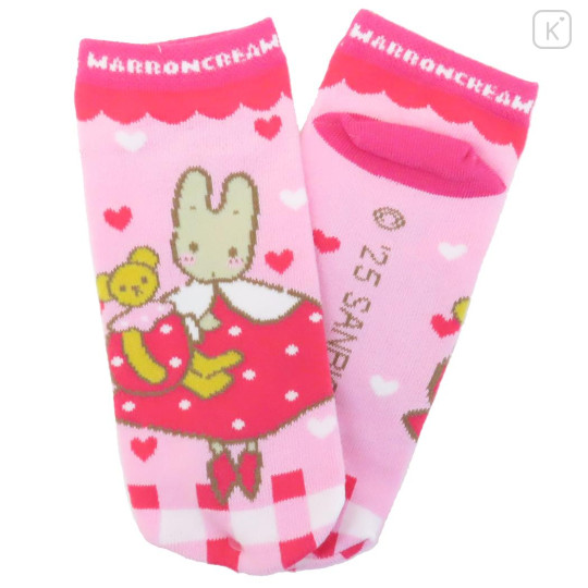 Japan Sanrio Socks - Marron Cream : Love Teddy Bear Pink - 1