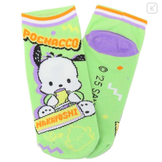 Japan Sanrio Socks - Pochacco : Relax Neon Green - 1