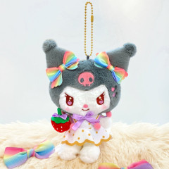 Japan Sanrio Mascot Holder - Kuromi : 50th Anniversary Strawberry Newspaper