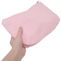 Japan Sanrio Sagara Embroidery Flat Cosmetic Pouch - Hello Kitty & Tiny Chum : Flower Pink - 2