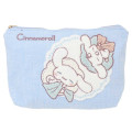 Japan Sanrio Sagara Embroidery Flat Cosmetic Pouch - Cinnamoroll : Milk Nap Blue - 1