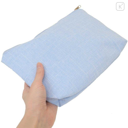 Japan Sanrio Sagara Embroidery Flat Cosmetic Pouch - Cinnamoroll : Milk Nap Blue - 2