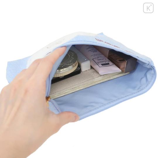 Japan Sanrio Sagara Embroidery Flat Cosmetic Pouch - Cinnamoroll : Milk Nap Blue - 3