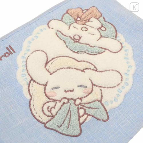 Japan Sanrio Sagara Embroidery Flat Cosmetic Pouch - Cinnamoroll : Milk Nap Blue - 4