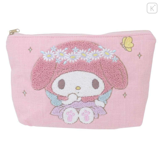 Japan Sanrio Sagara Embroidery Flat Cosmetic Pouch - My Melody : 50th Anniversary Fairy - 1