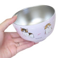Japan Mofusand Stainless Vacuum Double Bowl 450ml - Cat Sitting Nyan Purple Pink - 2