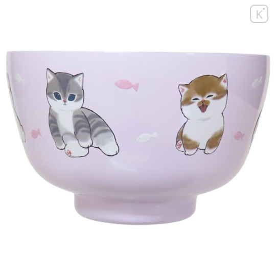 Japan Mofusand Stainless Vacuum Double Bowl 450ml - Cat Sitting Nyan Purple Pink - 3