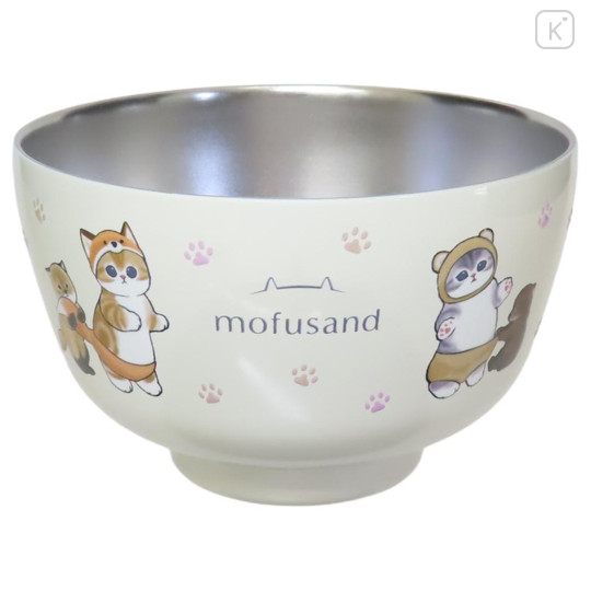 Japan Mofusand Stainless Vacuum Double Bowl 450ml - Cat Forest Animal Nyan Yellow - 1