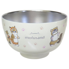 Japan Mofusand Stainless Vacuum Double Bowl 450ml - Cat Forest Animal Nyan Yellow