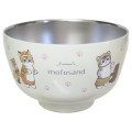Japan Mofusand Stainless Vacuum Double Bowl 450ml - Cat Forest Animal Nyan Yellow - 1