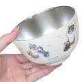 Japan Mofusand Stainless Vacuum Double Bowl 450ml - Cat Forest Animal Nyan Yellow - 2